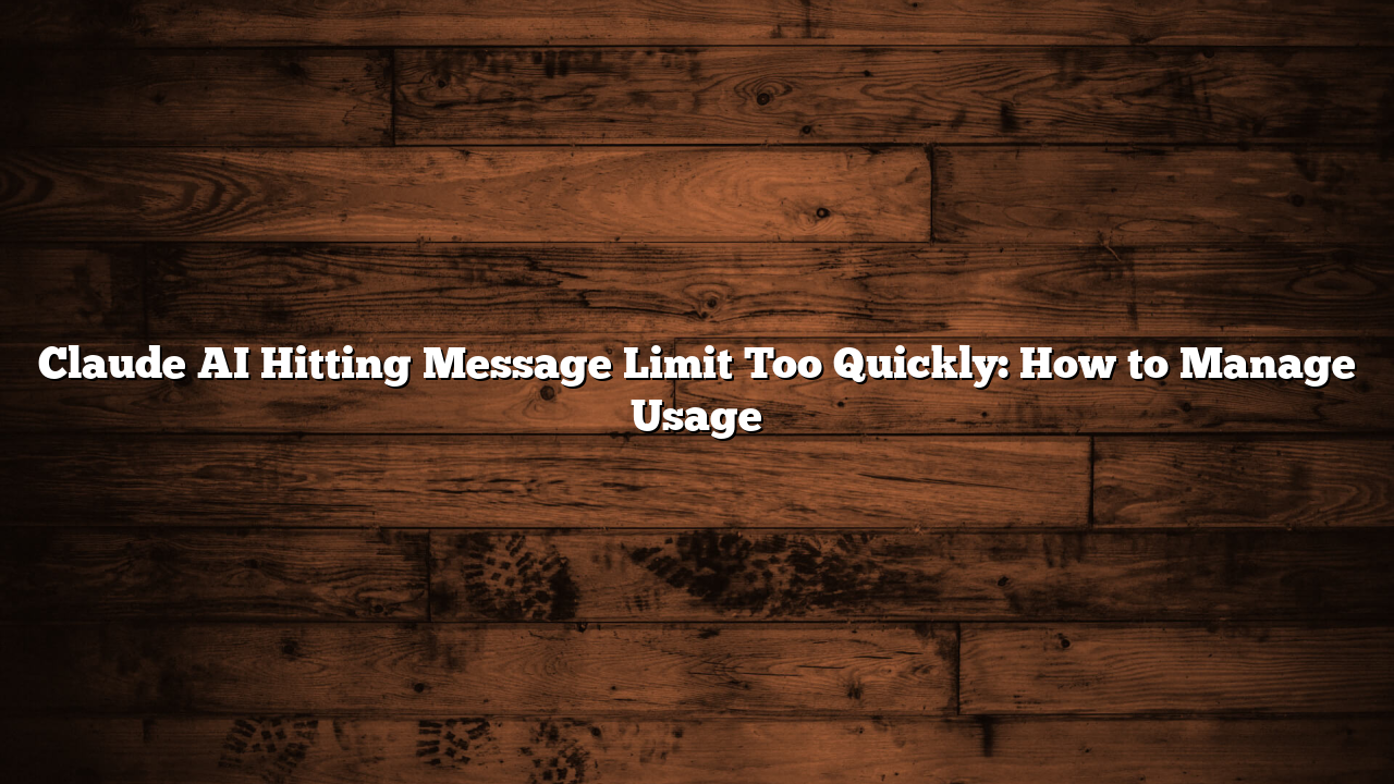 Claude AI Hitting Message Limit Too Quickly: How to Manage Usage